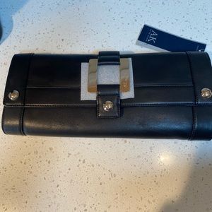 Anne Klein Black Leather Clutch